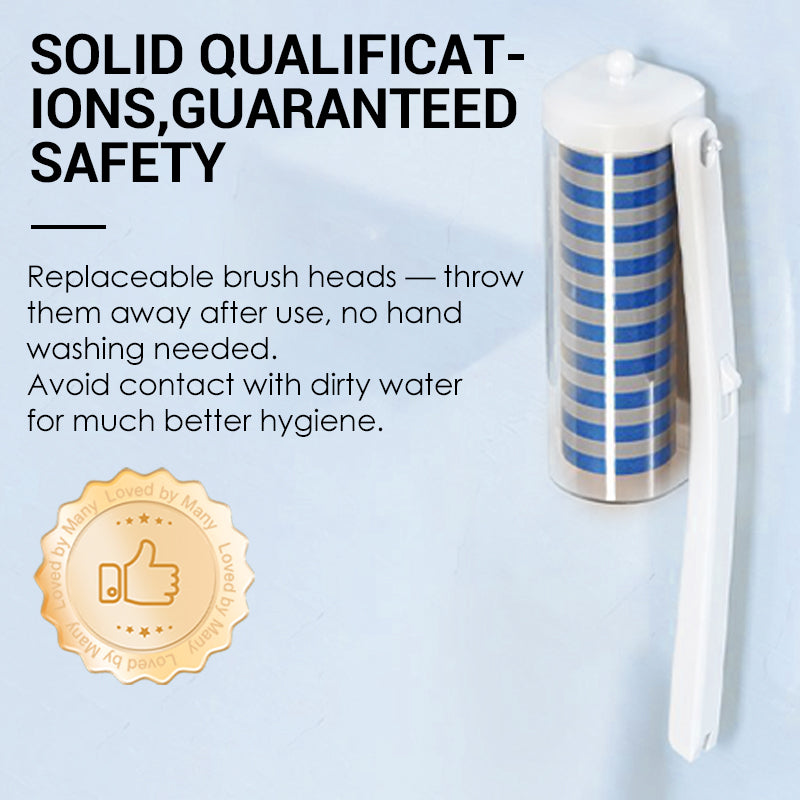 Wall-Mounted Disposable Toilet Brush With 6 Refill Heads
