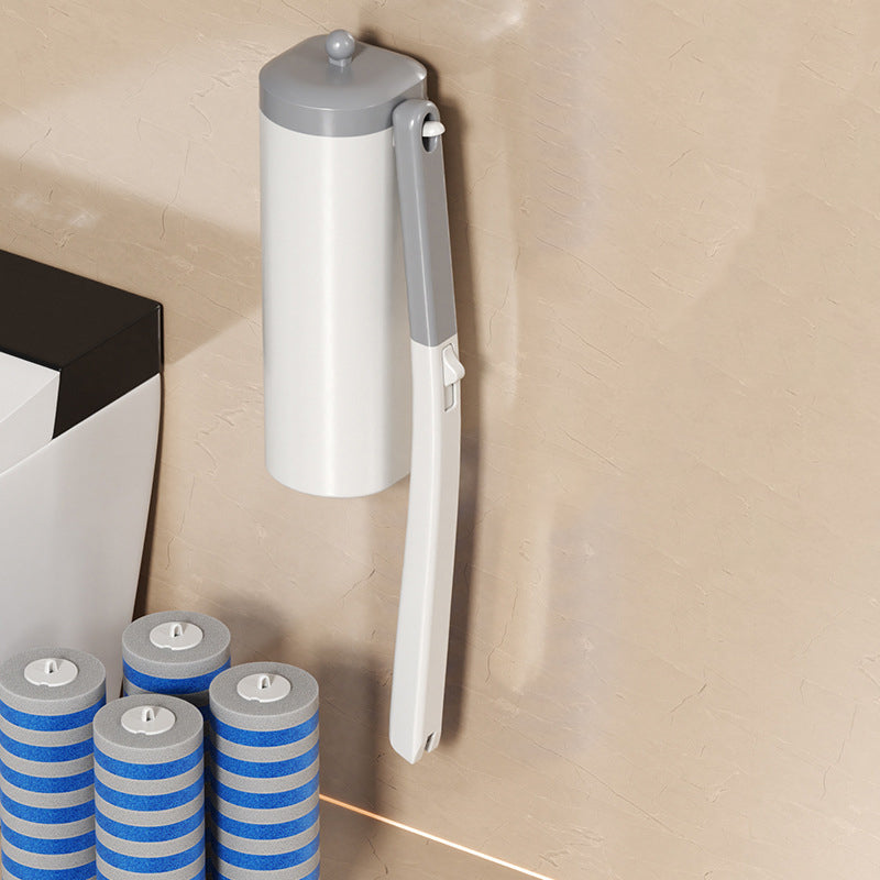 Wall-Mounted Disposable Toilet Brush With 6 Refill Heads